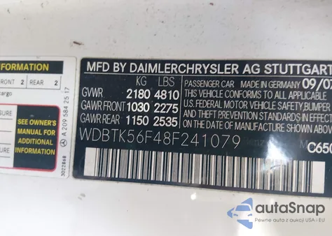 2008 Mercedes-Benz Clk 350 из США, поврежденный, VIN WDBTK56F48F241079